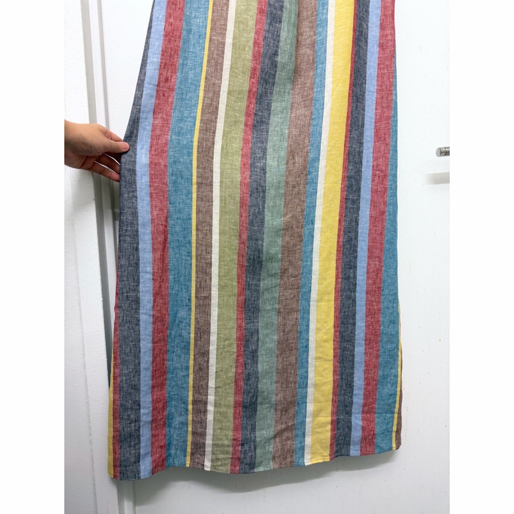 NWT Staud Laura Linen Maxi Dress Market Stripe Colorful Rainbow Sundress M - Picture 7 of 12